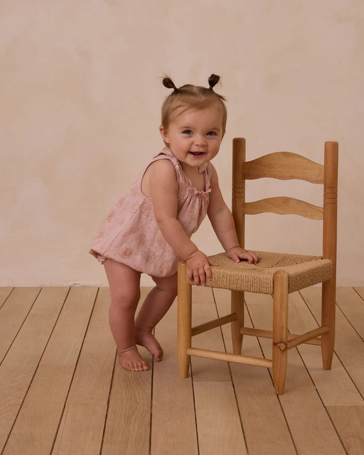 Rylee + Cru Shoulder Tie Bubble Romper || Seashells