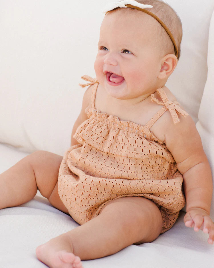 Rylee + Cru Ruffle Romper || Grapefruit