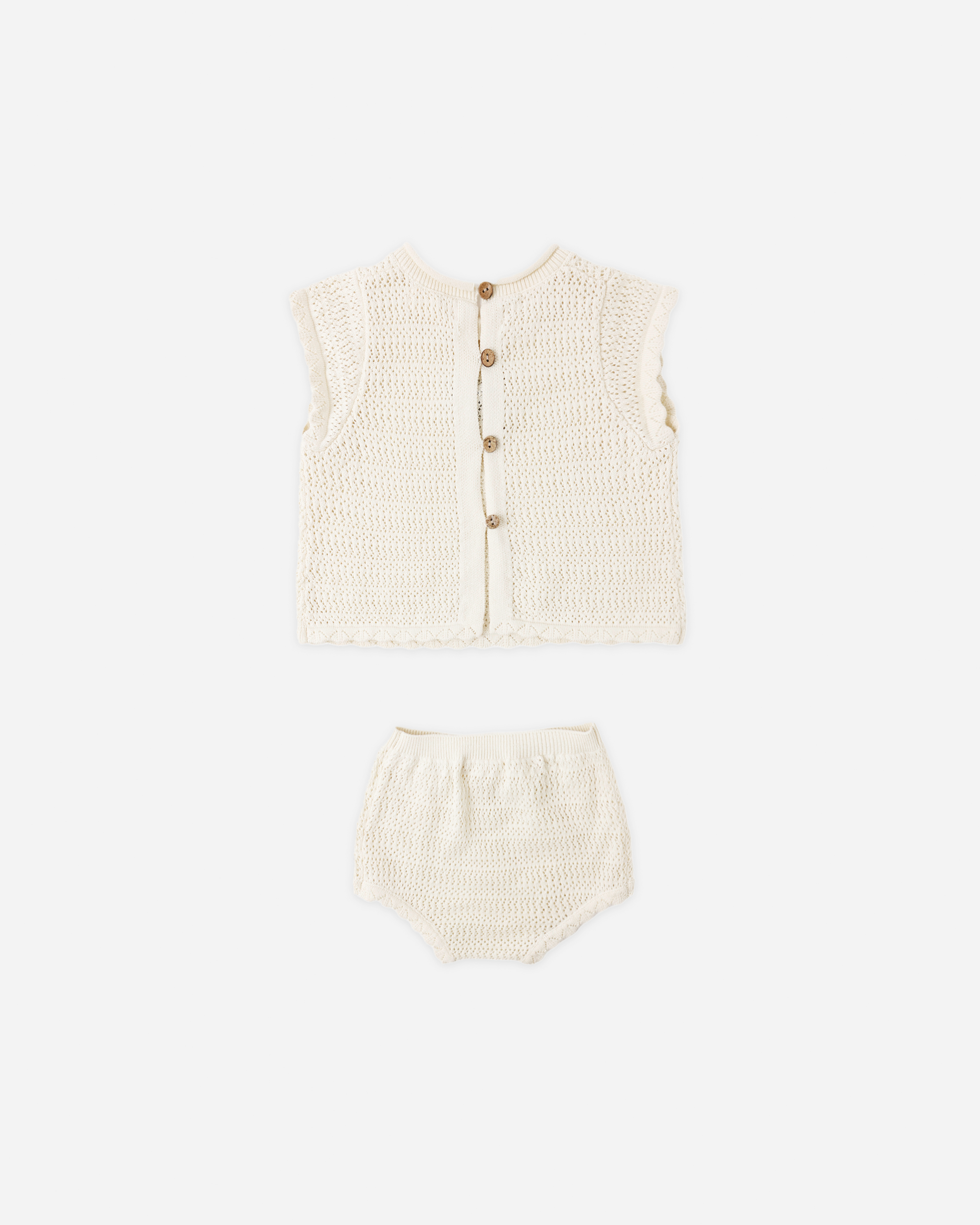 Rylee + Cru Scallop Knit Baby Set || Natural