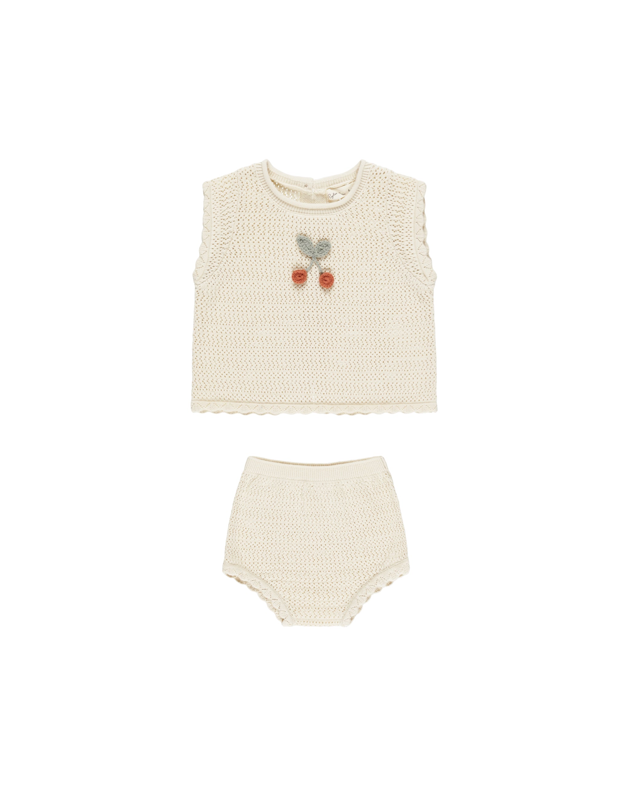 Rylee + Cru Scallop Crochet Baby Set || Cherry