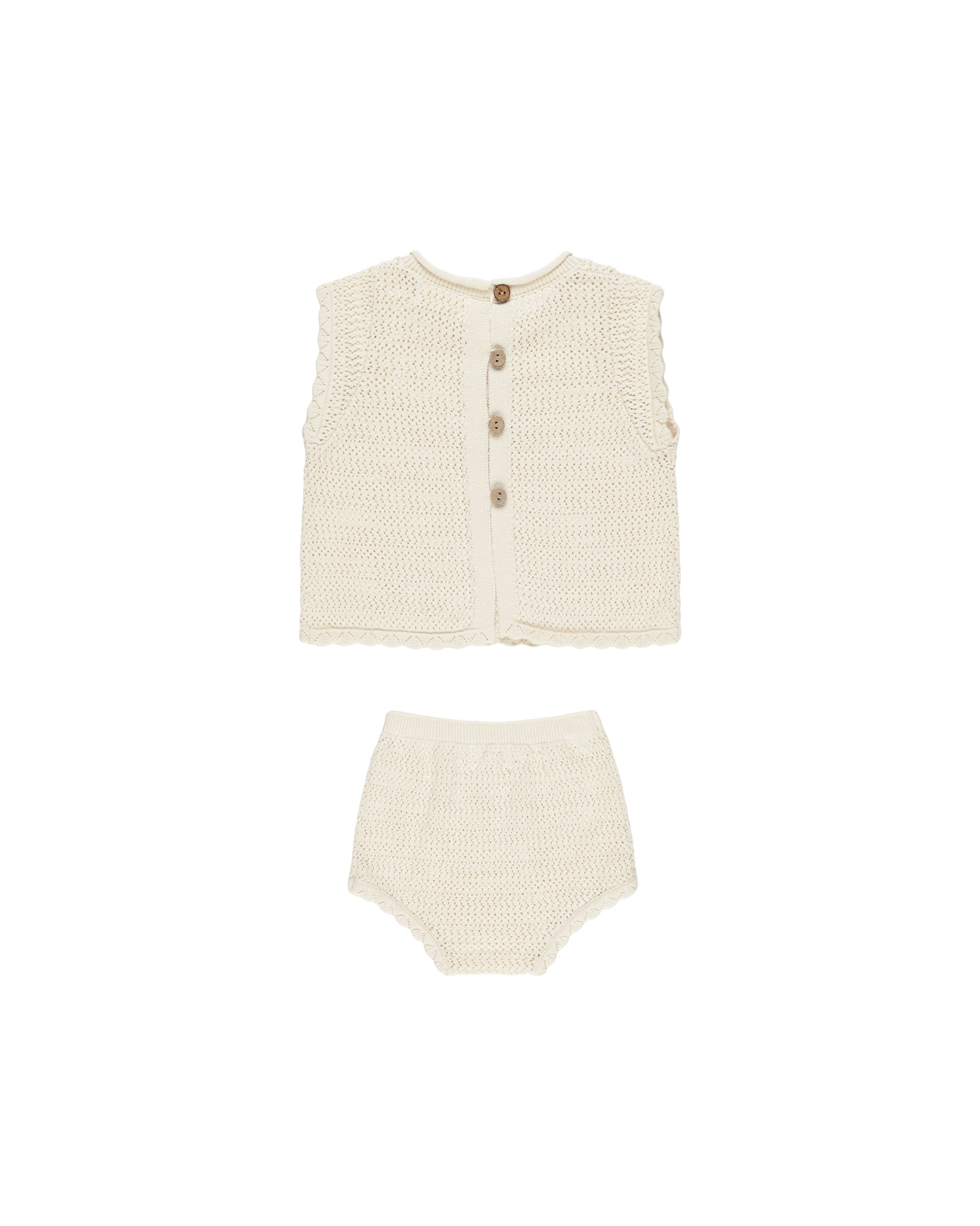 Rylee + Cru Scallop Crochet Baby Set || Cherry