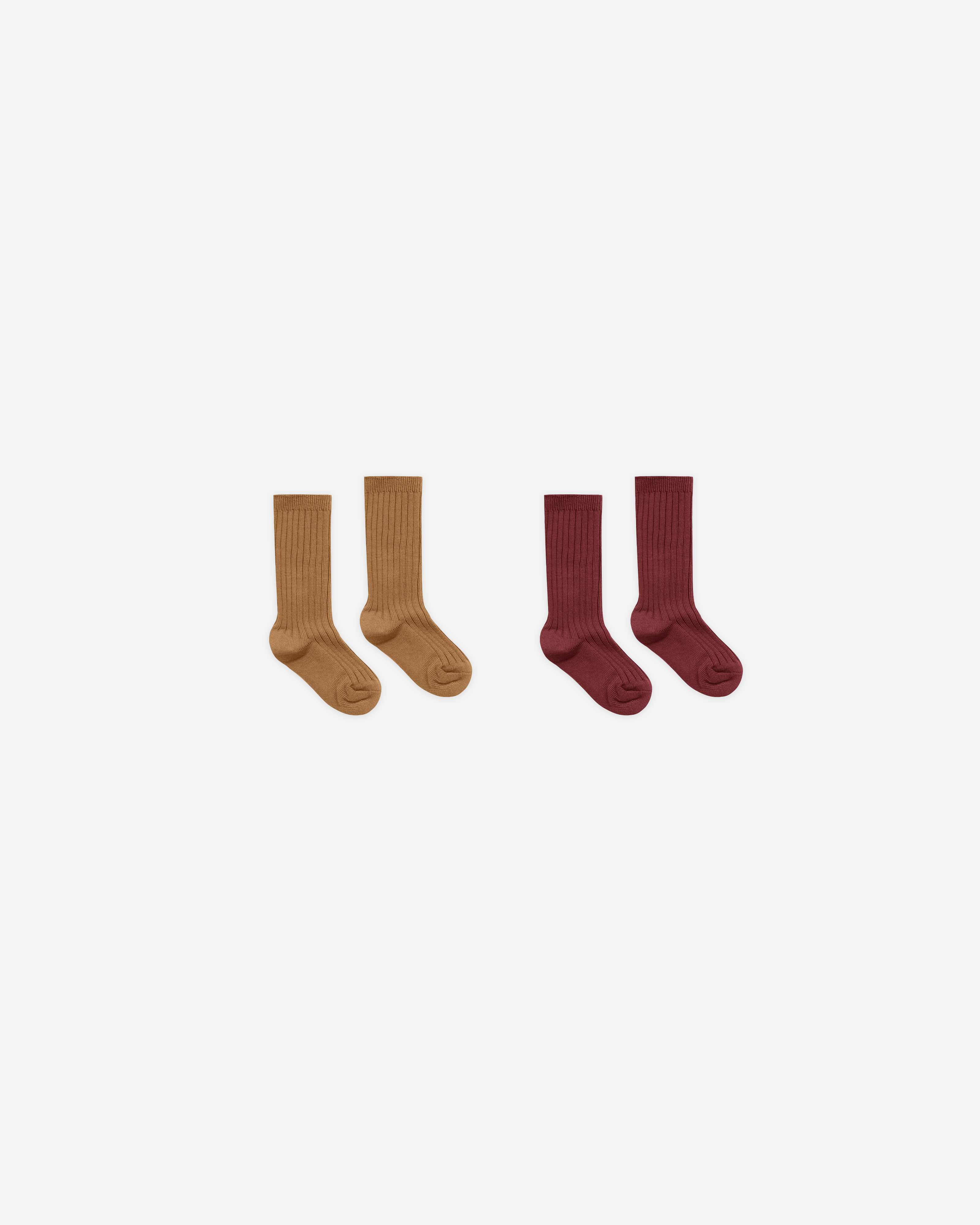 Rylee + Cru Ribbed Socks, 2-pack | Golden, Burgundy