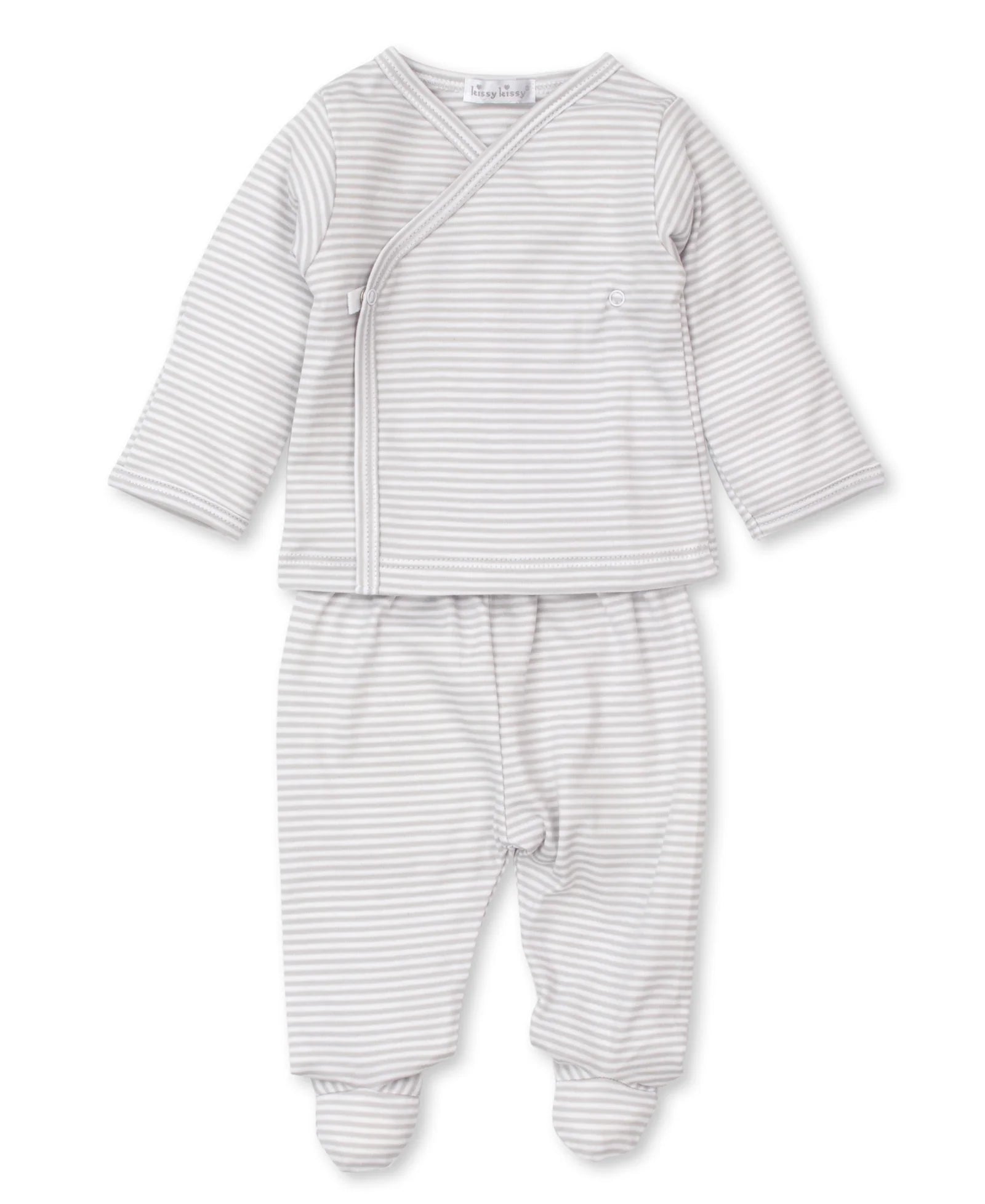 SILVER SIMPLE STRIPES FOOTED PANT SET
