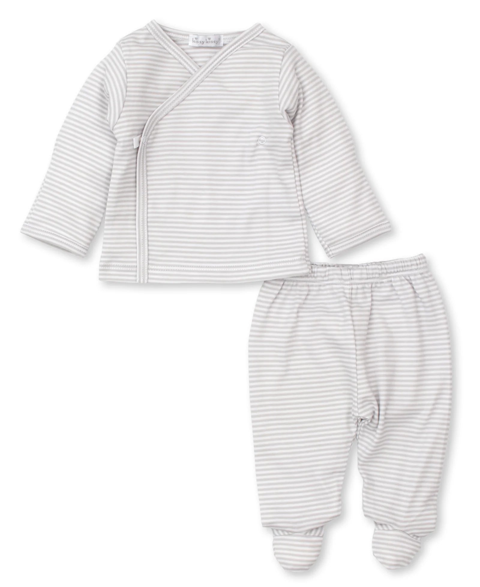 SILVER SIMPLE STRIPES FOOTED PANT SET