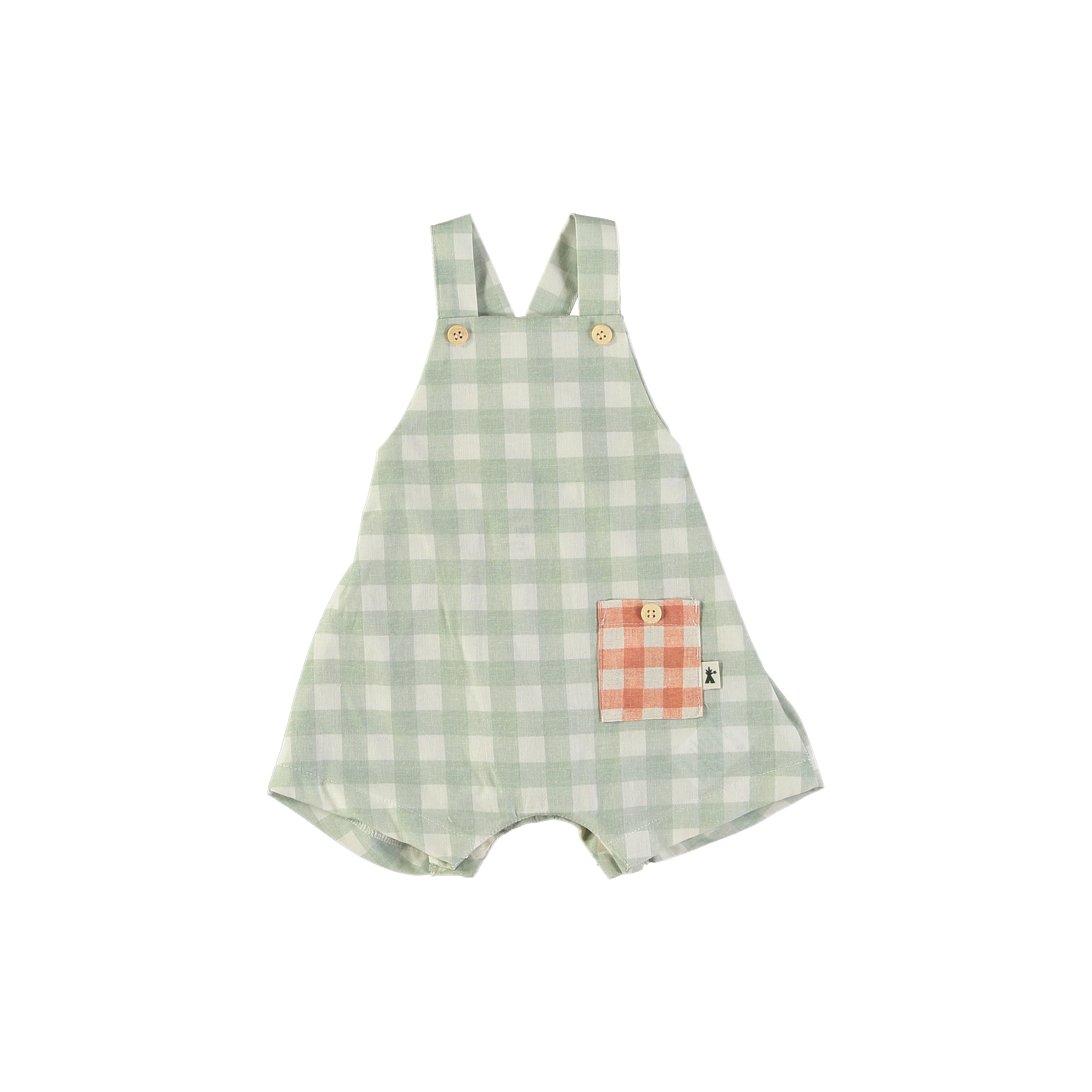 Petit Indi Baby Boy Check Romper || Green Check