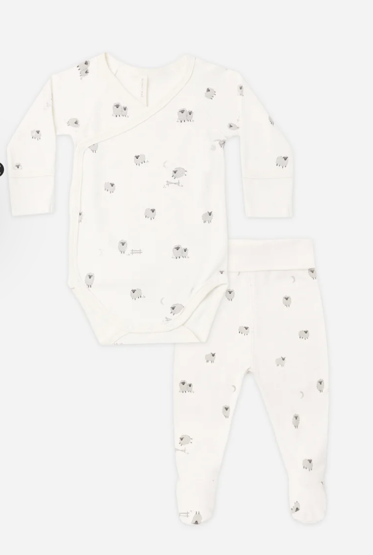 Quincy Mae Side Snap Bodysuit + Pant Set || Sheep