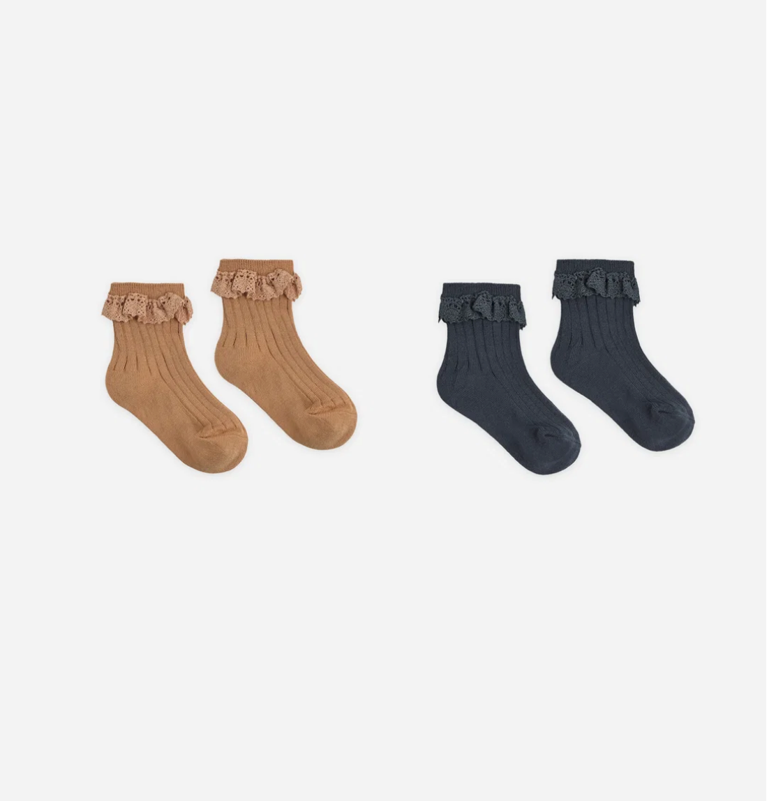 Rylee+Cru Lace Trim Socks-2Pack || Midnight