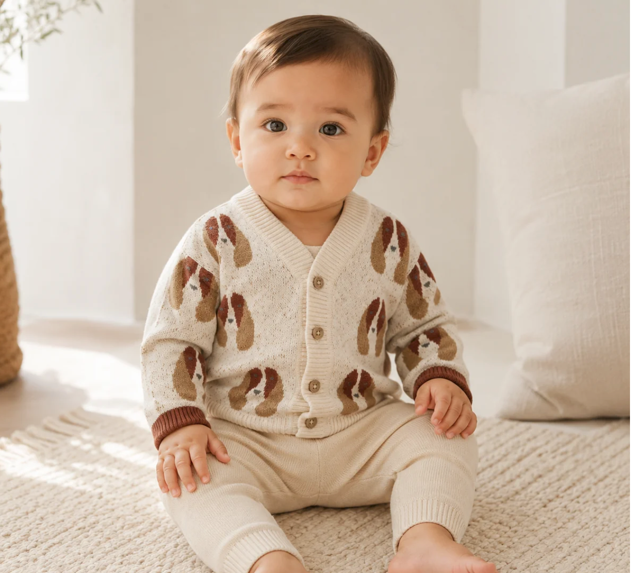 Viverano Dog jacquard Knit Cardigan