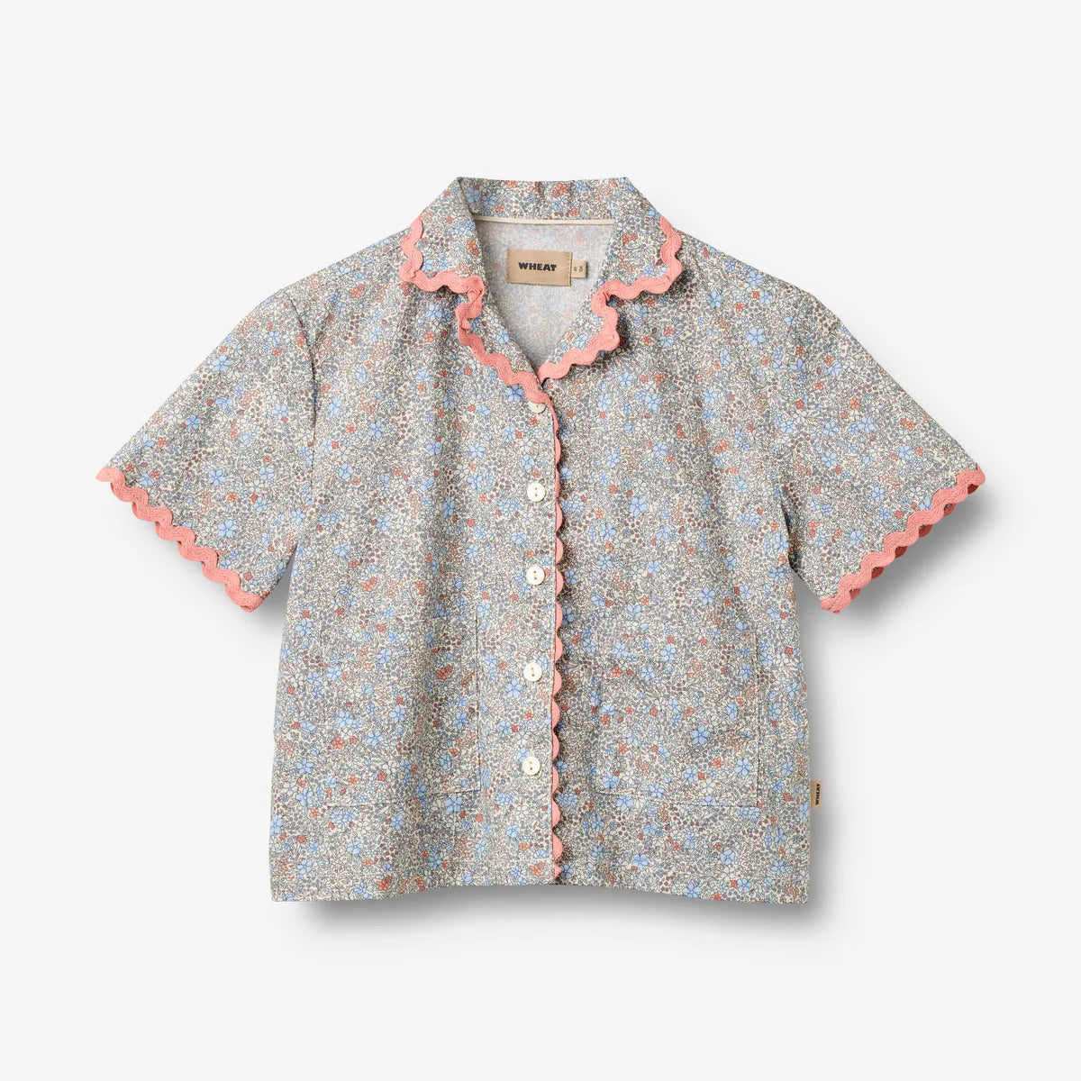 Wheat Shirt S/S Lace Vilma & Shorts Lace Silja Set || Air Blue Flowers