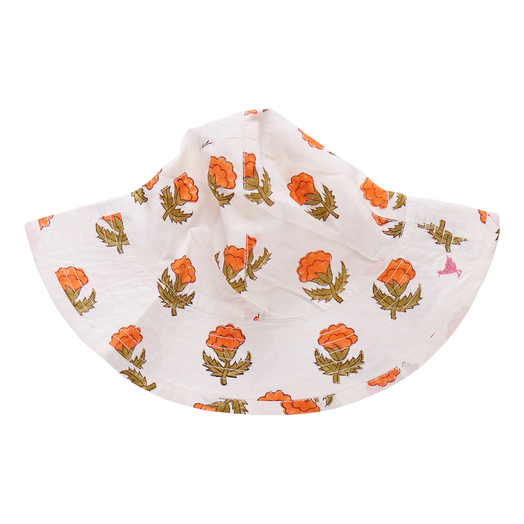 Baby Girls Sun Hat || Small  Orange Bud