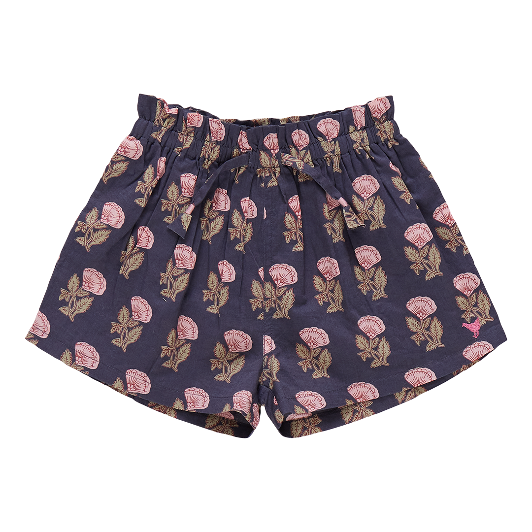 Girls Ava Top & Theodore Short Set || Navy Flower