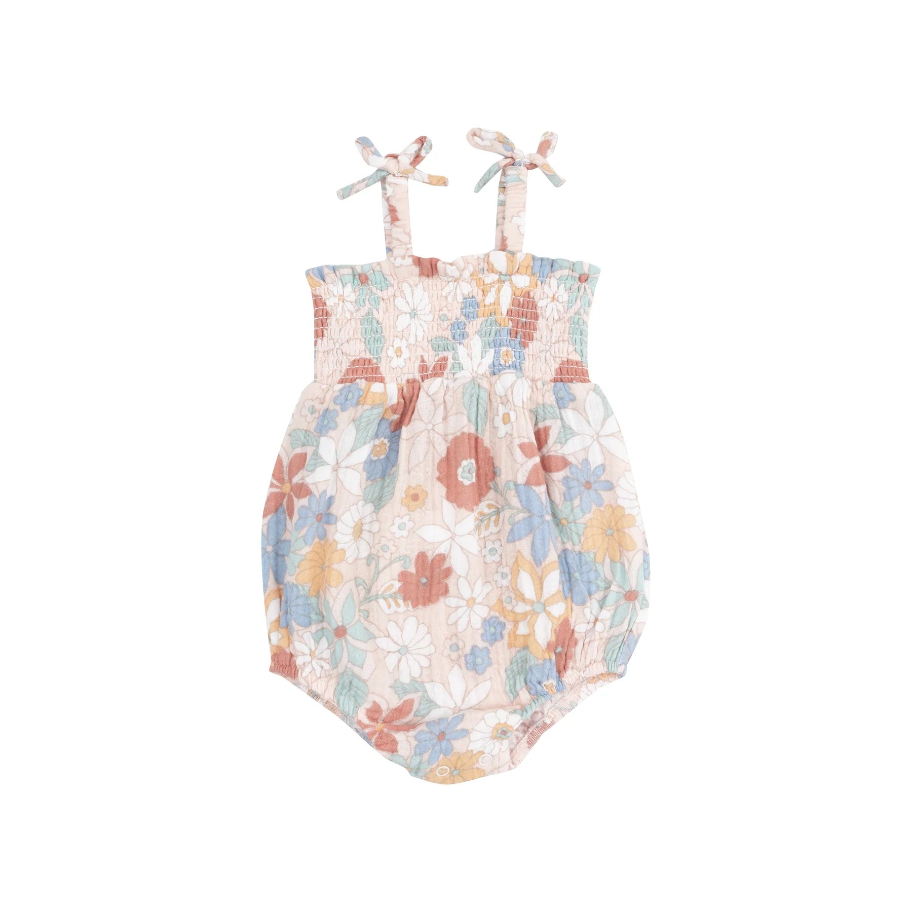 Tie Strap Smocked Bubble || Tropical Retro Floral