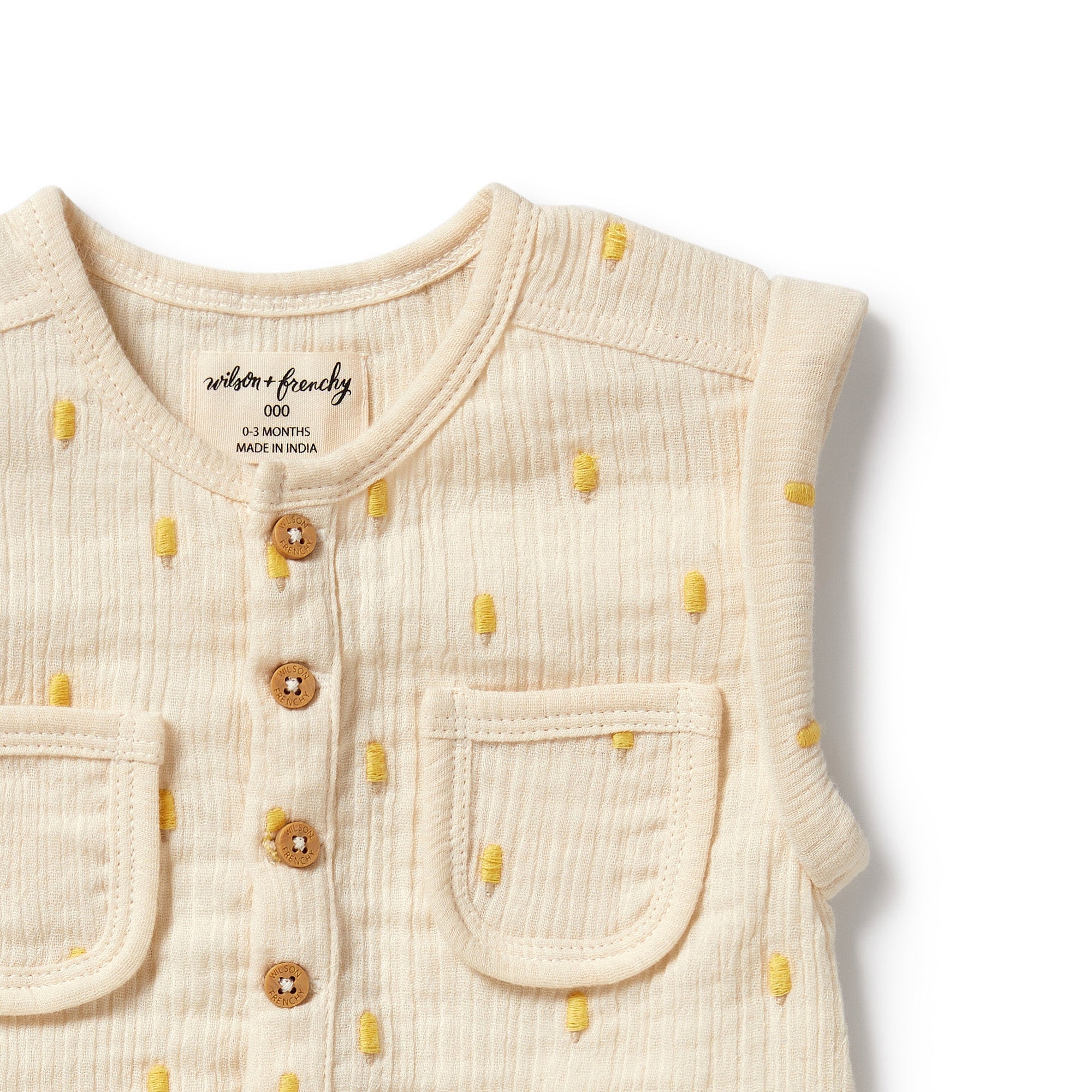Organic Crinkle Playsuit || Icepops Cream
