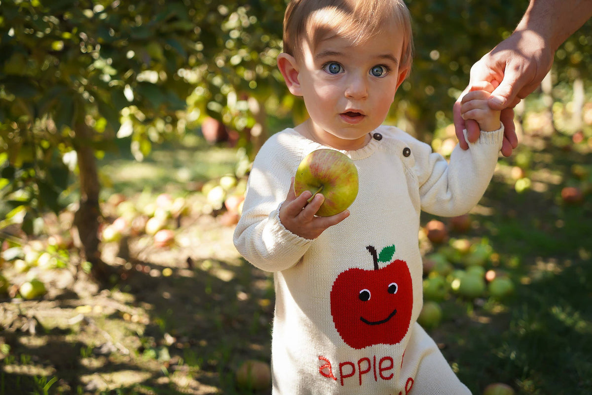 Handmade Organic Baby Romper--Long Knit-Apple of My Eye