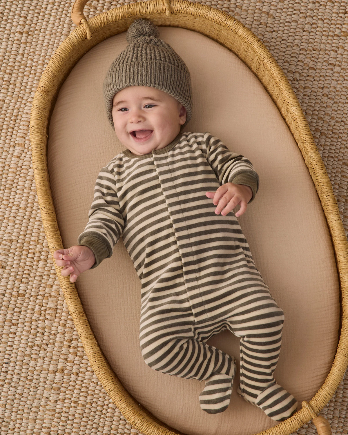 Quincy Mae Hidden Snap Footie || Spruce Stripe