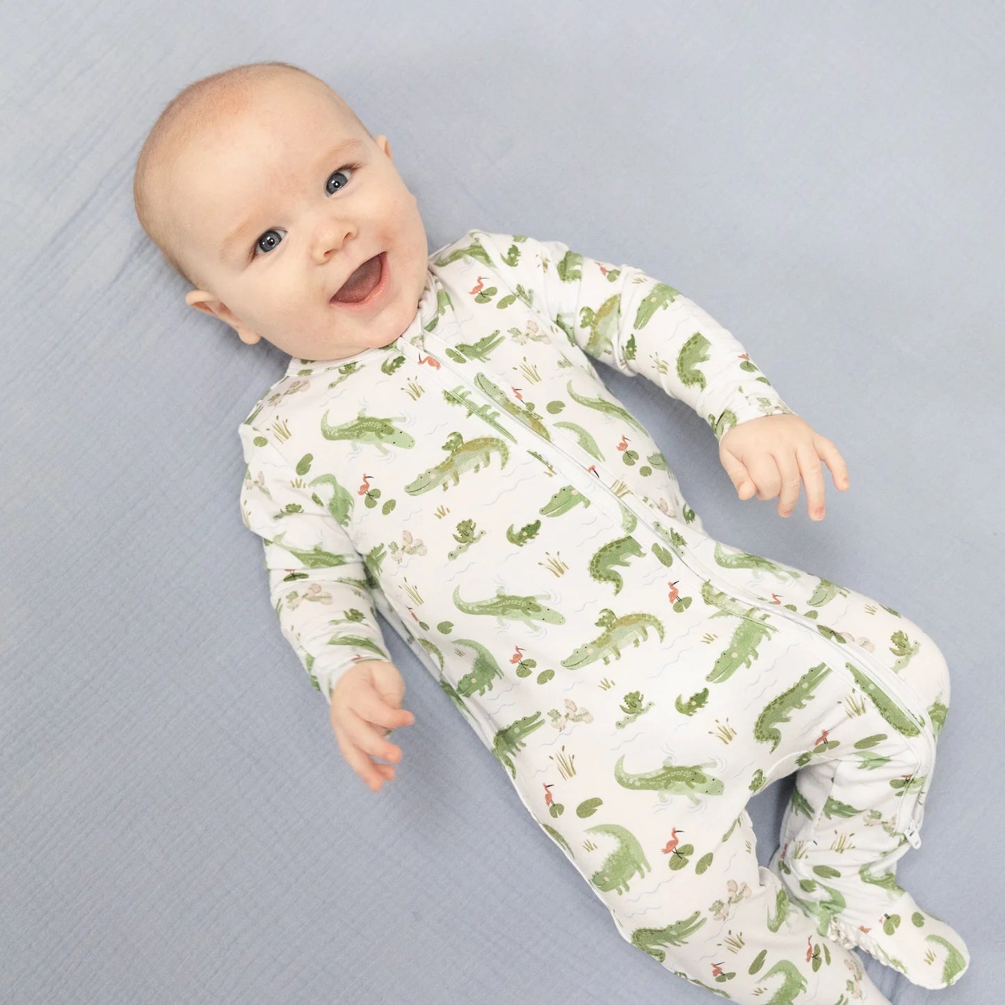 2 Way Zipper Footie || Crayon Alligator