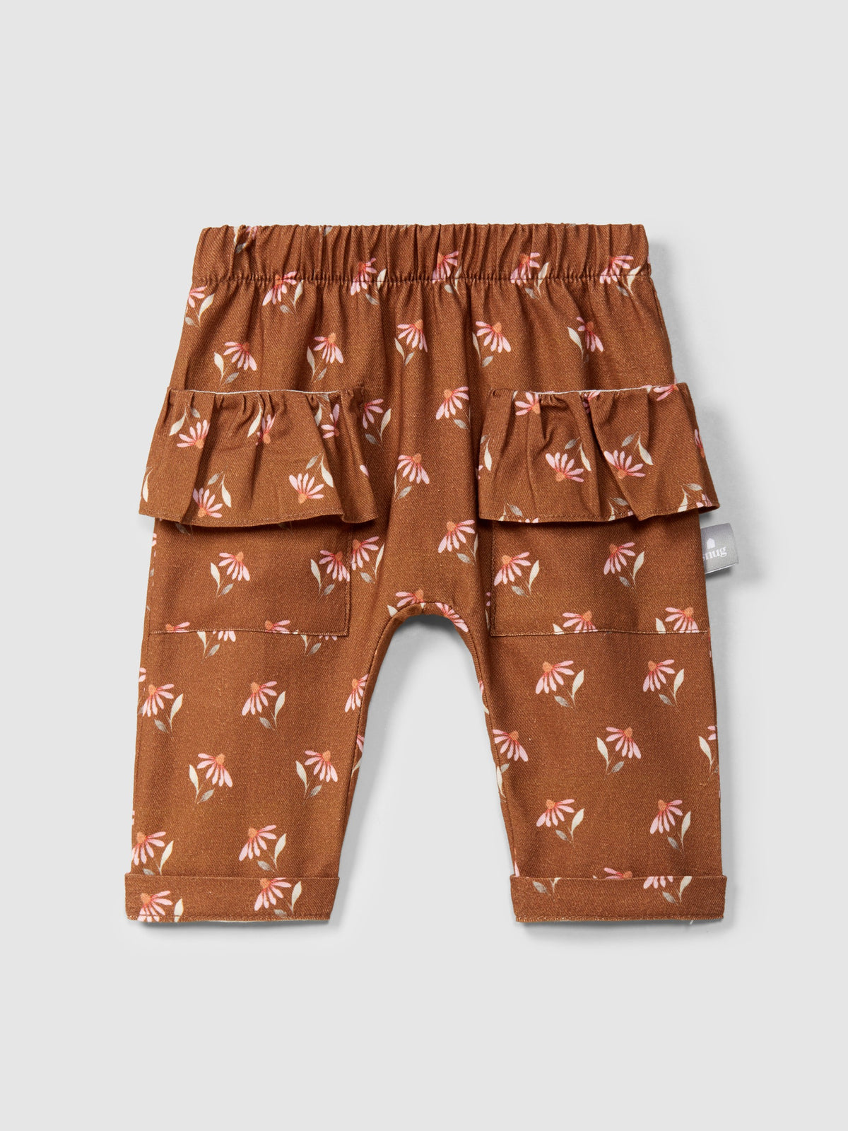 Snug Floral Pants with Pockets || Almond