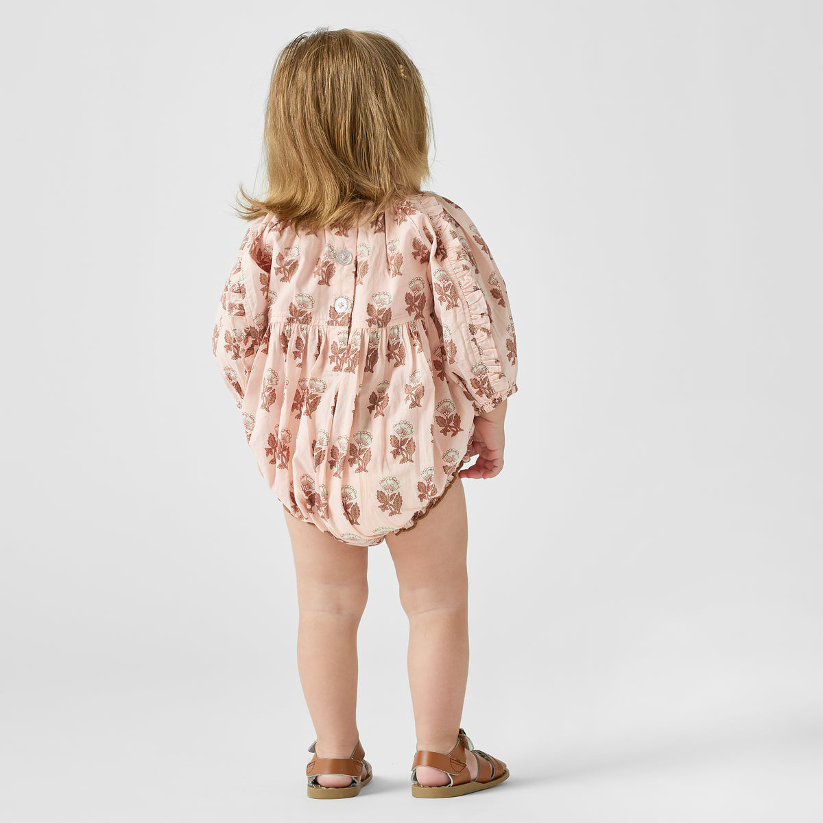 Baby Girls Katya Bubble Romper Pink Flower Drop