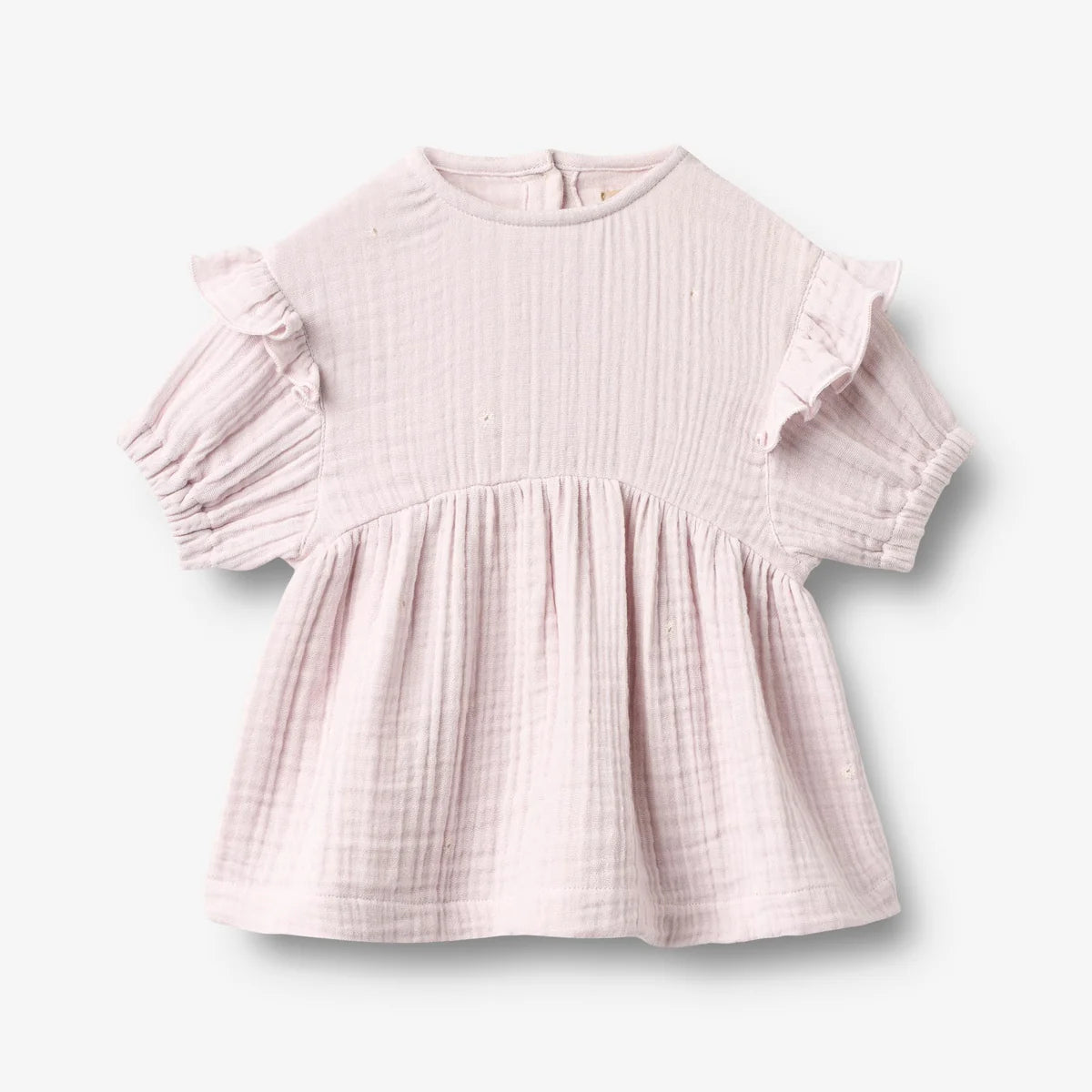 Wheat Dress 3/4 Sleeve Gro || Purple Light Flowers