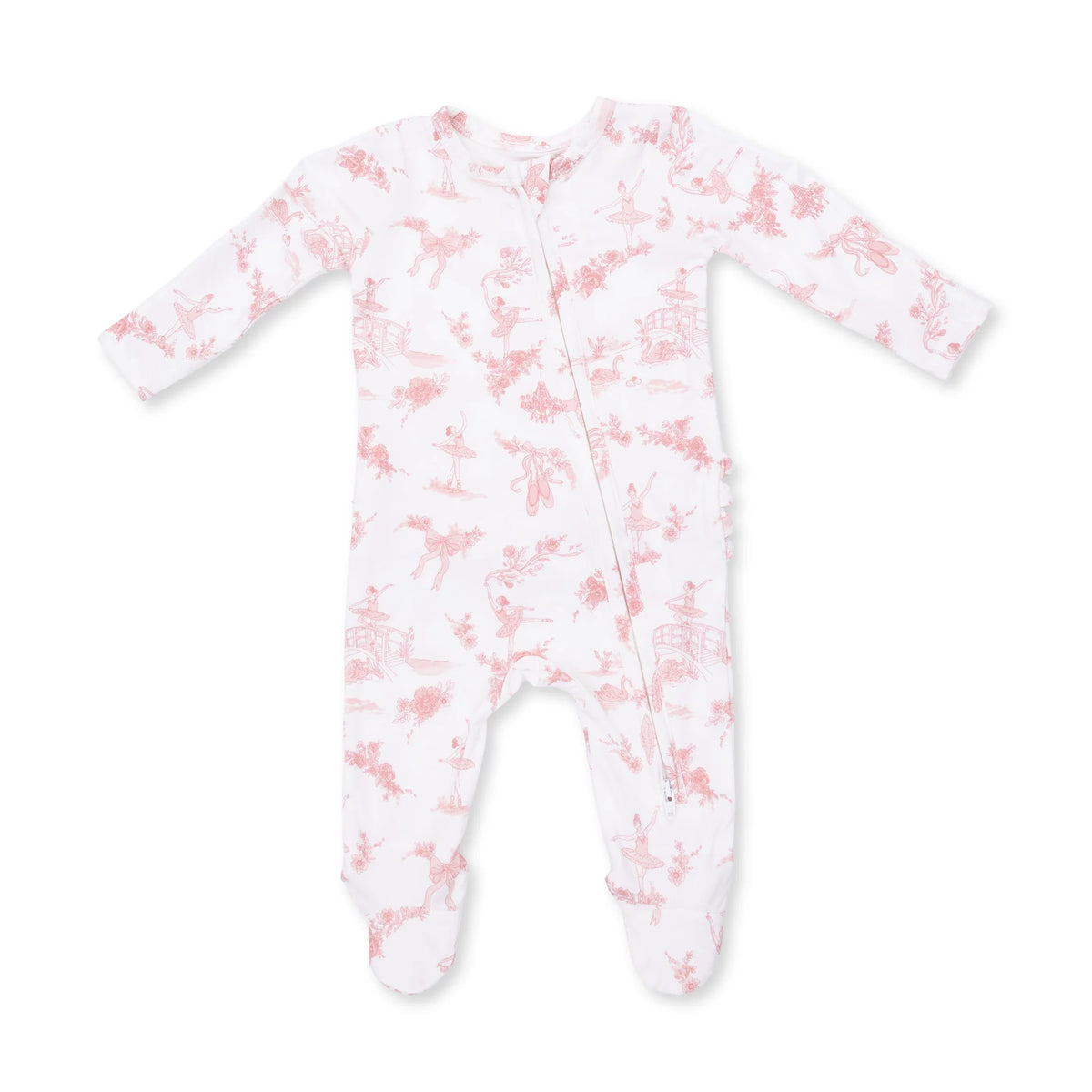 Angel Dear Ballet Toile 2 Way Ruffle Back Zipper Footie