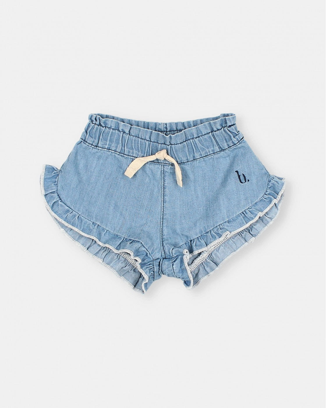Denim Ruffle Leg Shorts