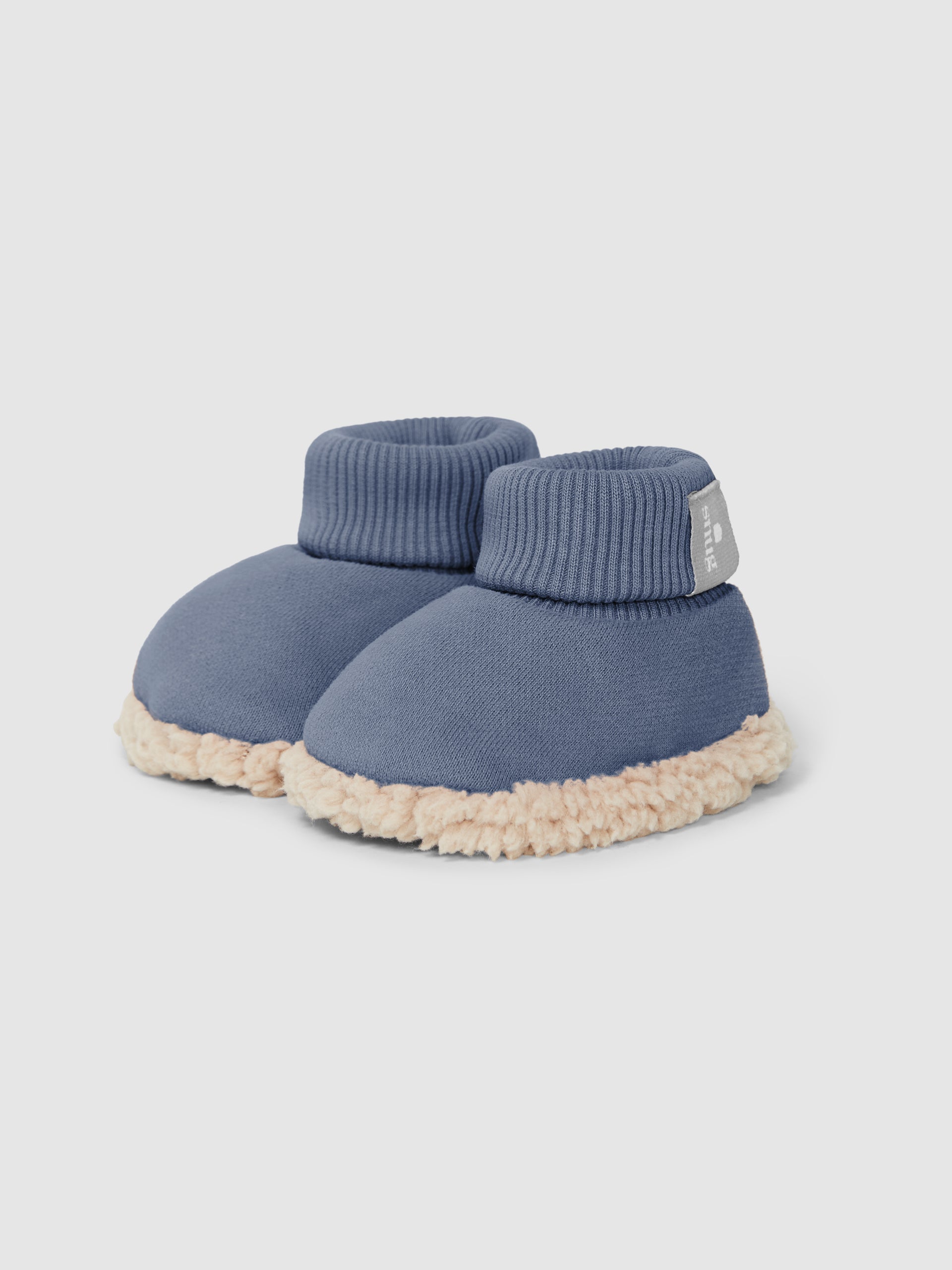 Snug Plush Booties with Fur Detail || Indigo