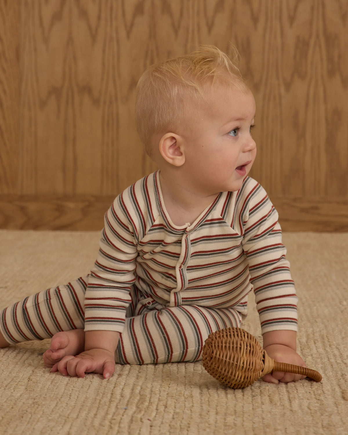 Rylee + Cru Organic Long John Pajamas || Holiday Stripe