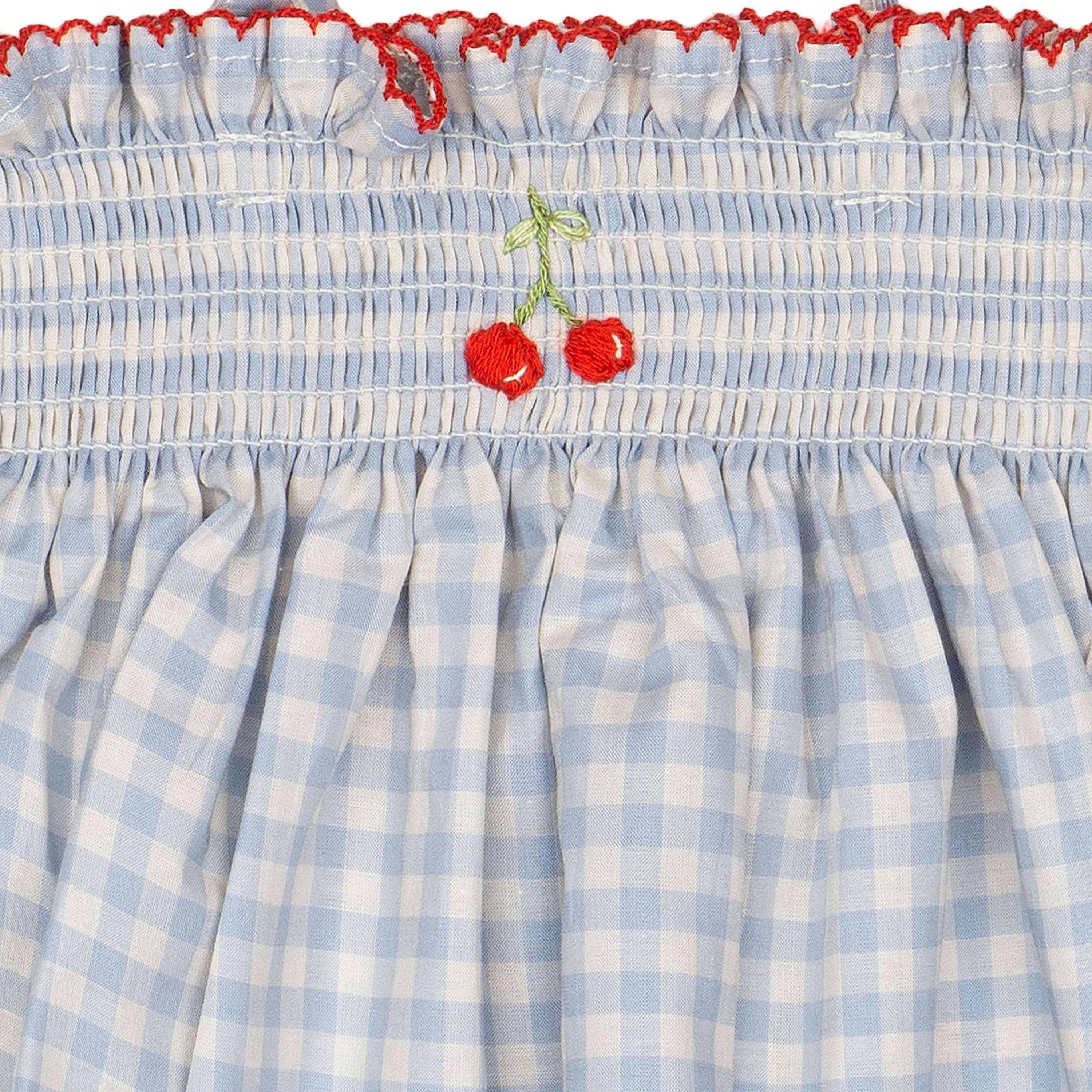 Wild Wawa Ruffle Pant Set || Blue Gingham/Cherry