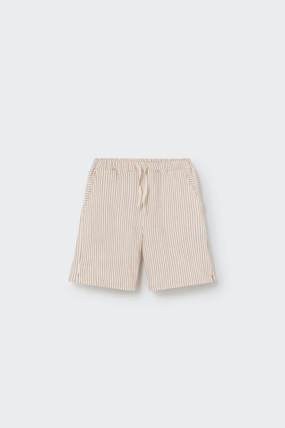 Striped Gauze Bermuda Shorts || Coffee