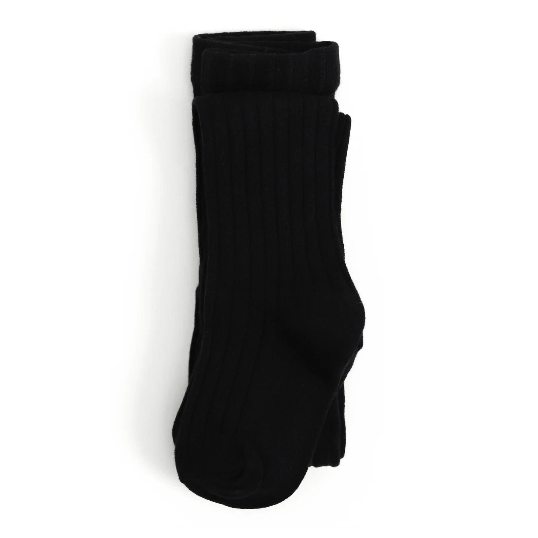 Black Ribbed Cotton Tights
