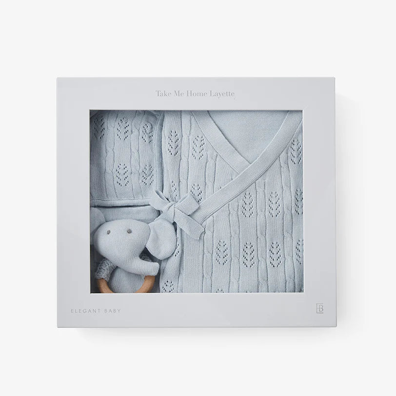 Cloud Blue Baby Layette Set with Box || Size 0-3 M