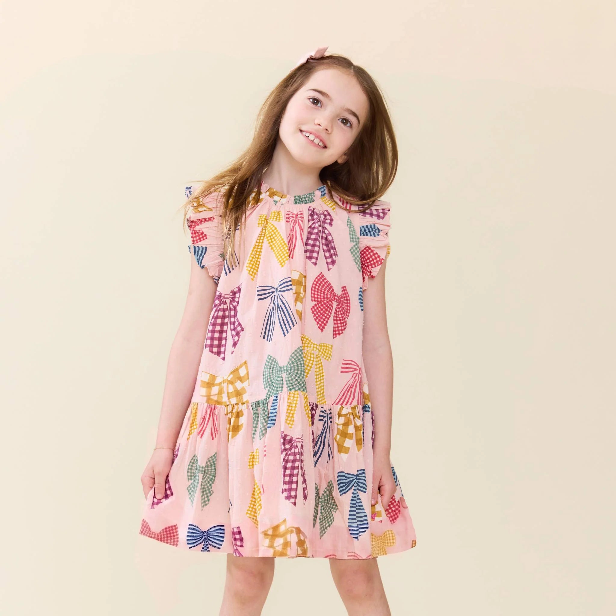 Pink Chicken Girls Harper Dress || Patterned Bows