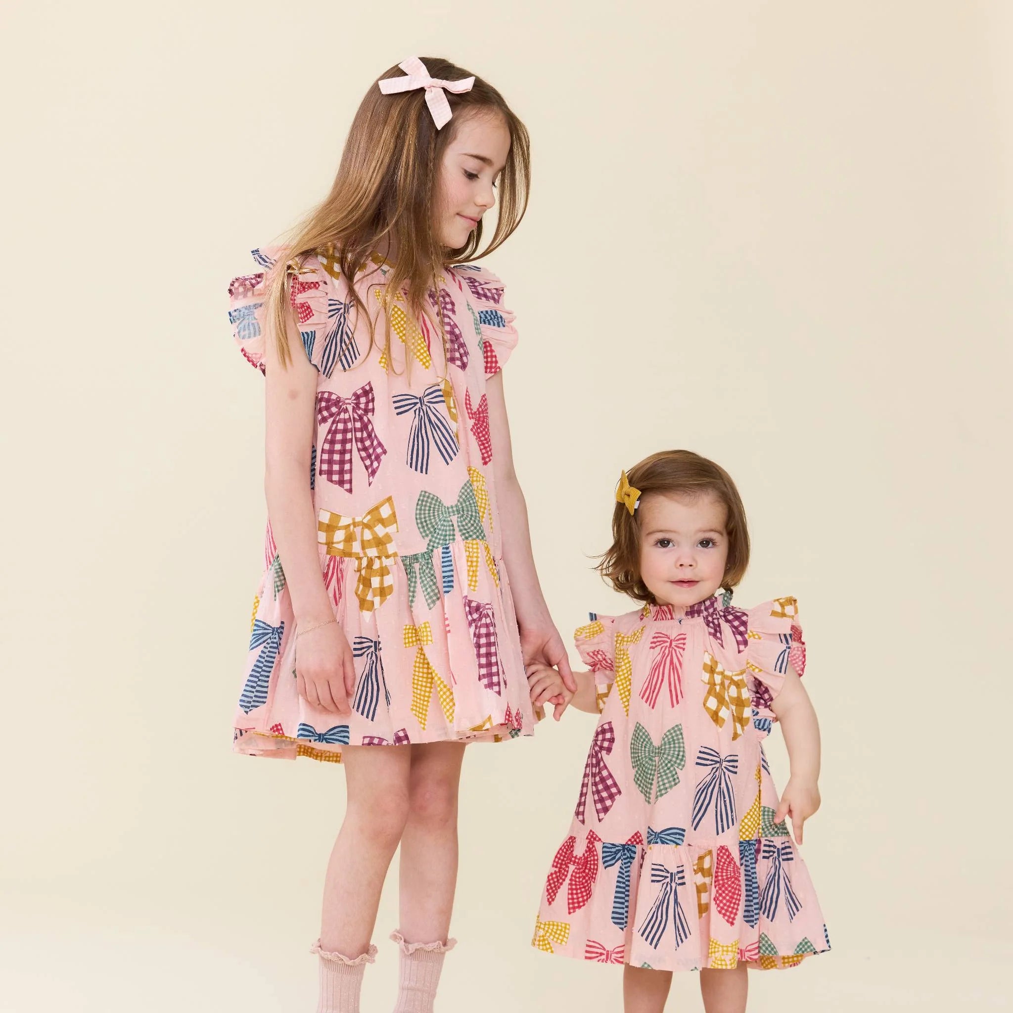 Pink Chicken Baby Girls Harper Dress Set || Patterned Bows