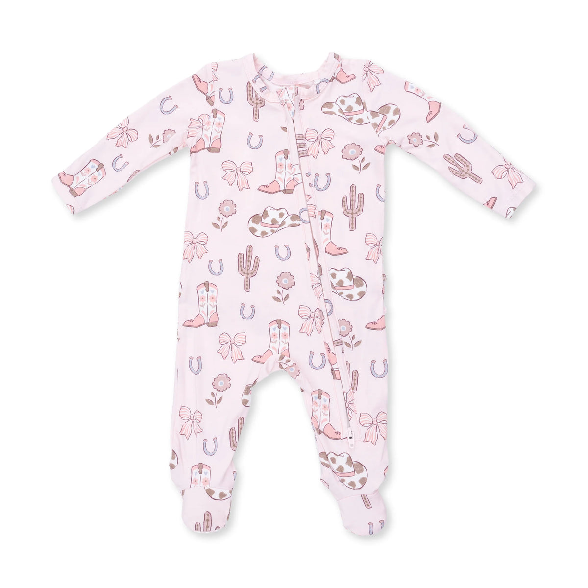 Angel Dear Cowgirl Boots and Bows 2 Way Ruffle Back Zipper Footie