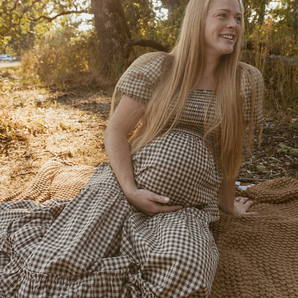 Make Make Organics Women's Smocked Tiered Dress || Gingham Checks