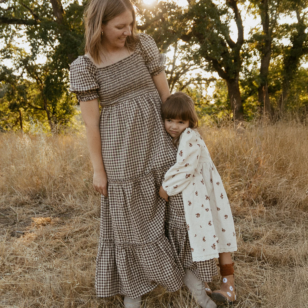 Make Make Organics Women's Smocked Tiered Dress || Gingham Checks