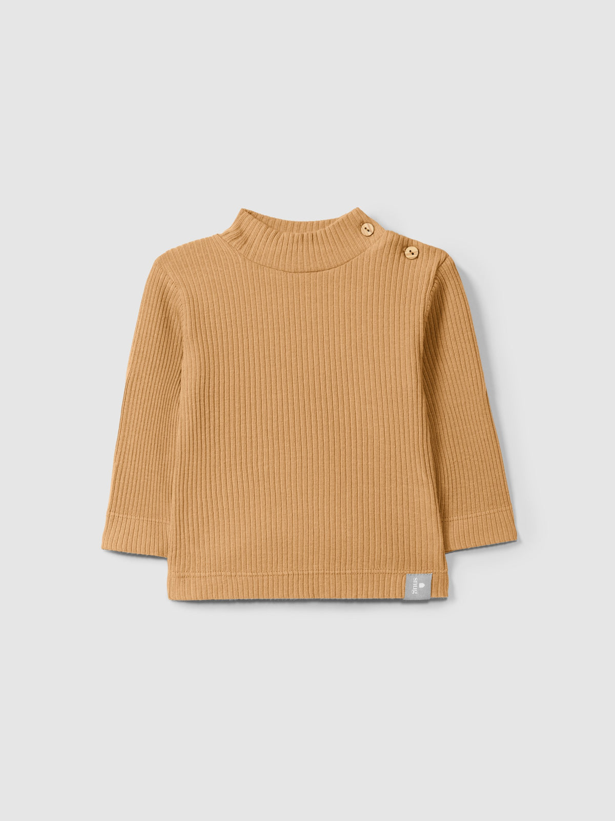 Snug Longsleeve Rolled Collar in Ribbed Jersey || Almond
