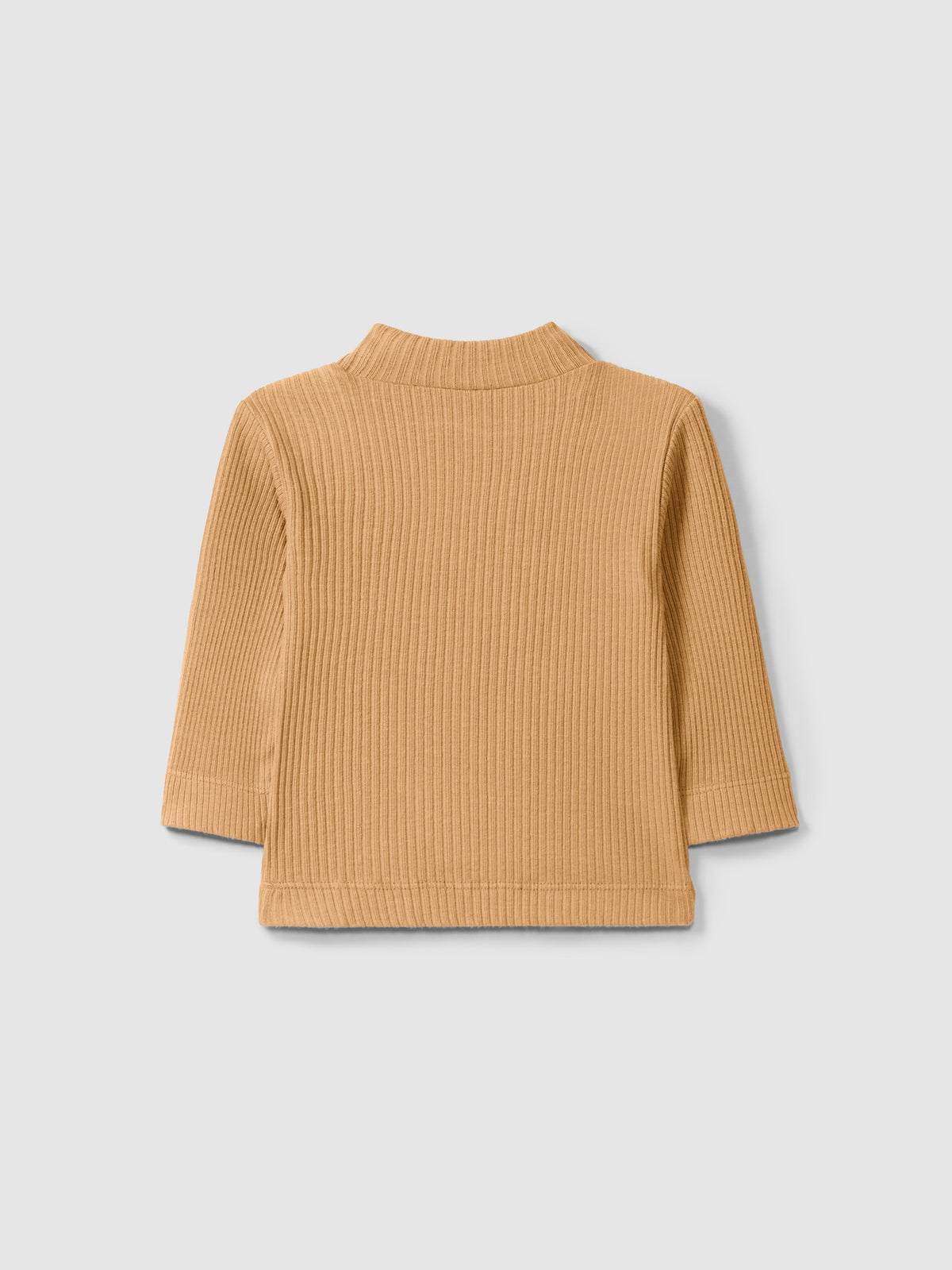 Snug Longsleeve Rolled Collar in Ribbed Jersey || Almond