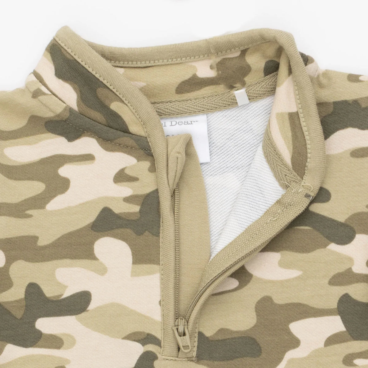 Angel Dear Camo French Terry Zip Neck Romper