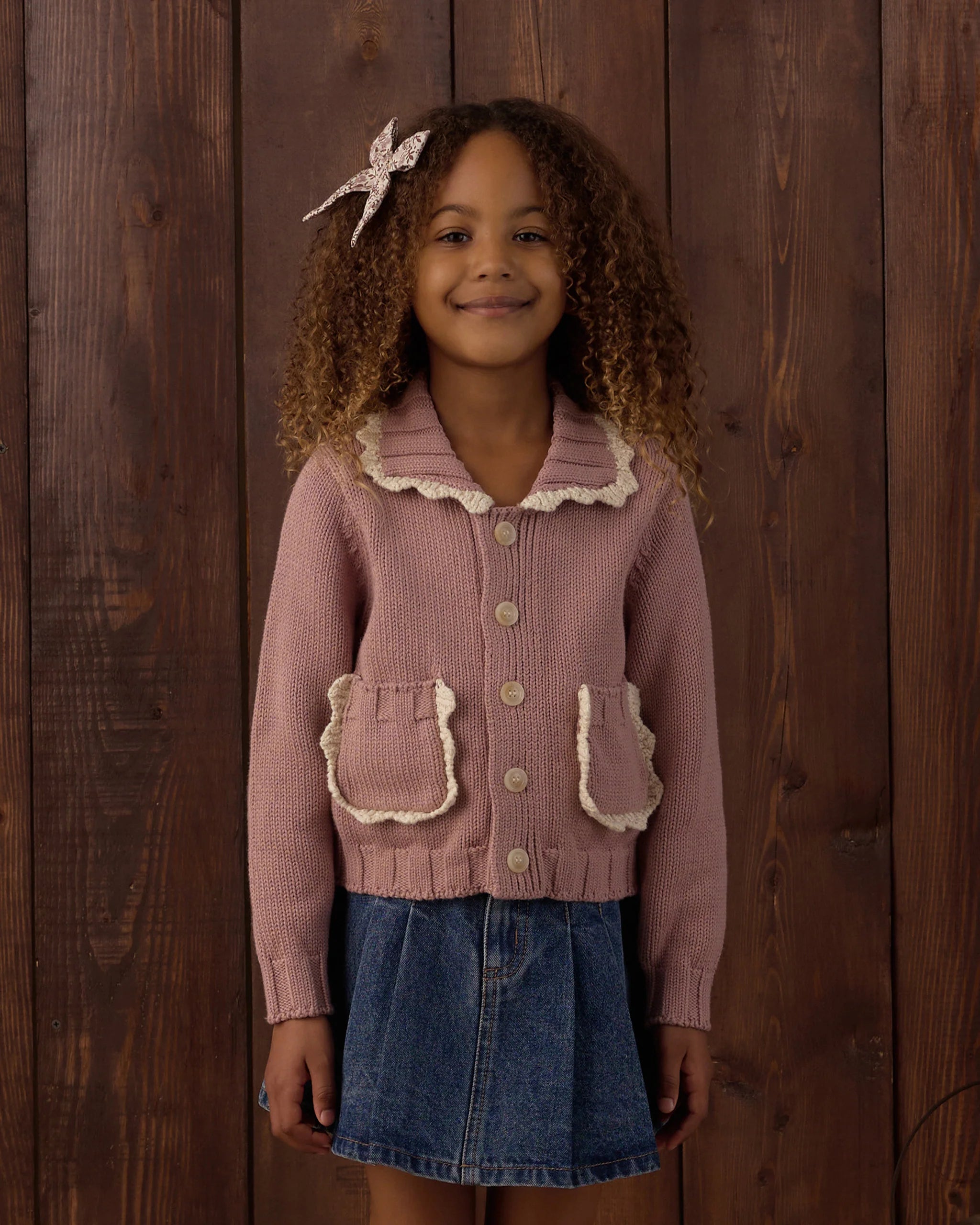 Rylee + Cru Collared Cardigan || Rosewood