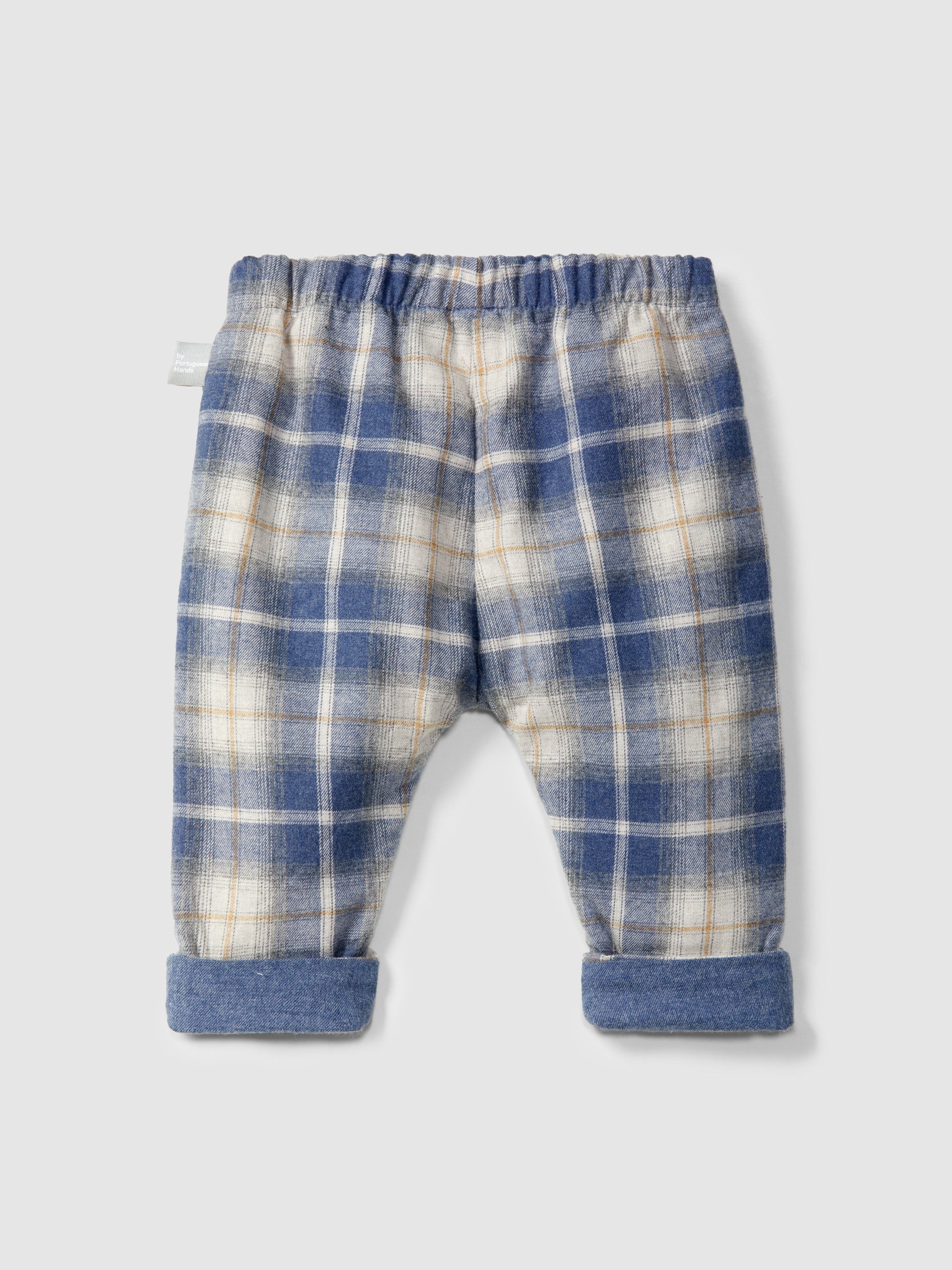 Snug Pull-Up Check Pants || Indigo