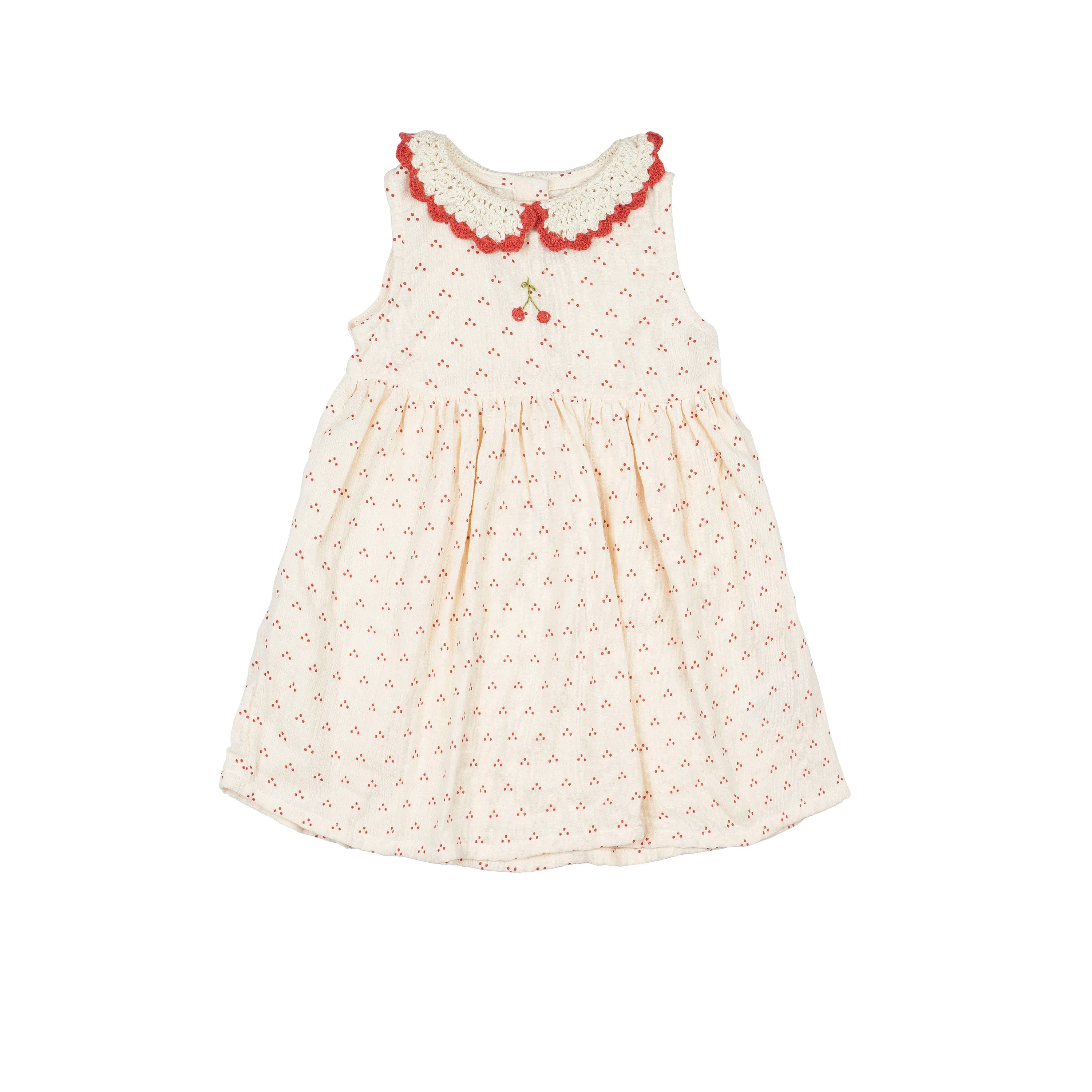 Wild Wawa Crochet Collar Dress || Red Dot/Cherry