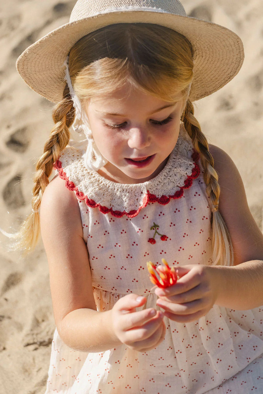 Wild Wawa Crochet Collar Dress || Red Dot/Cherry