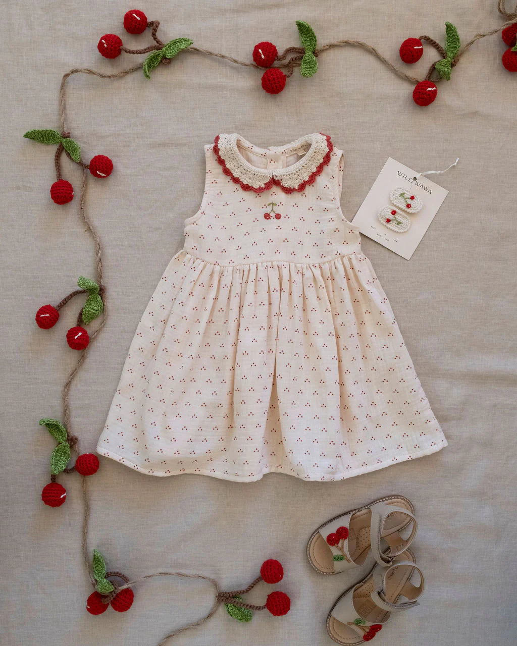 Wild Wawa Crochet Collar Dress || Red Dot/Cherry