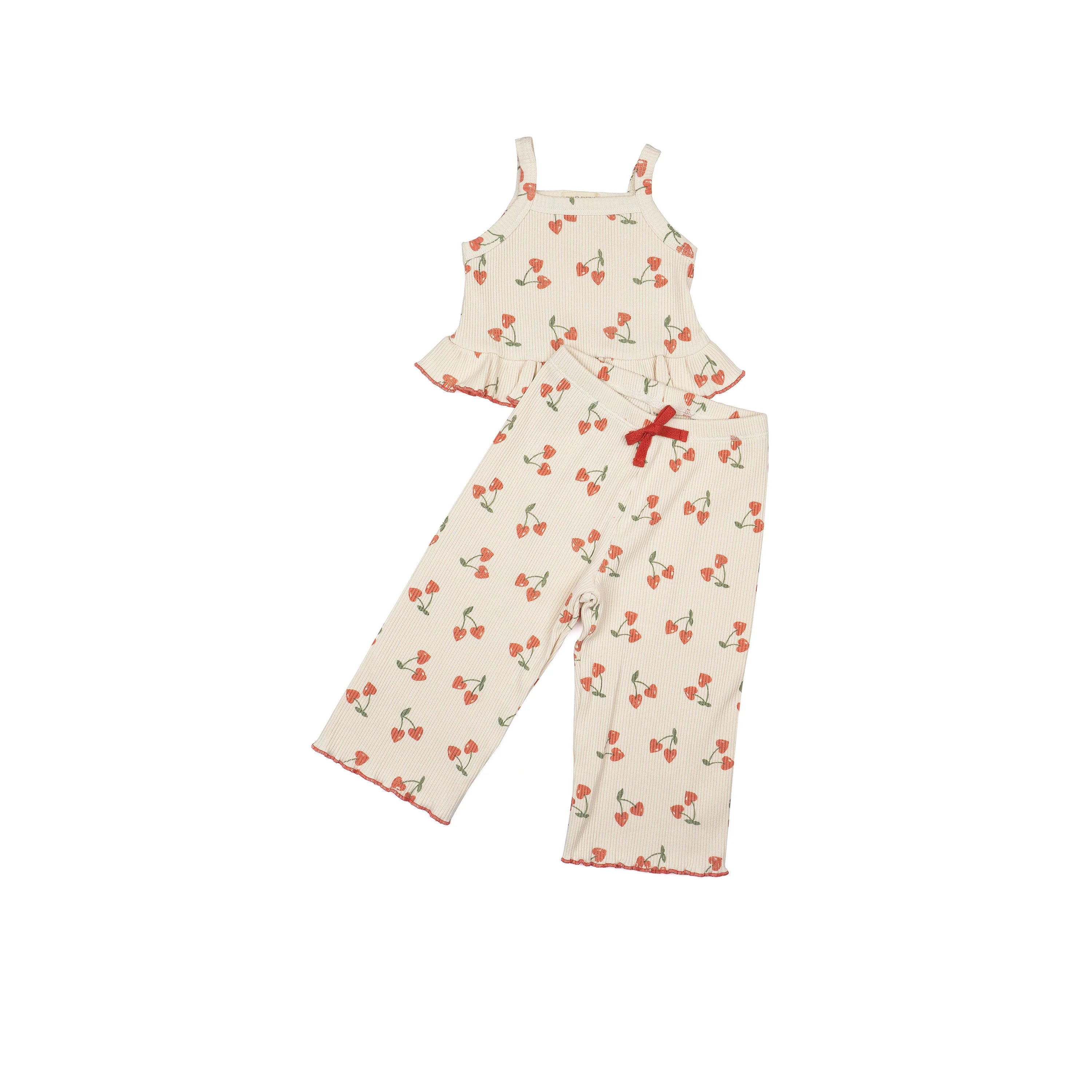 Wild Wawa Rib Pant Set in Cherry Crush
