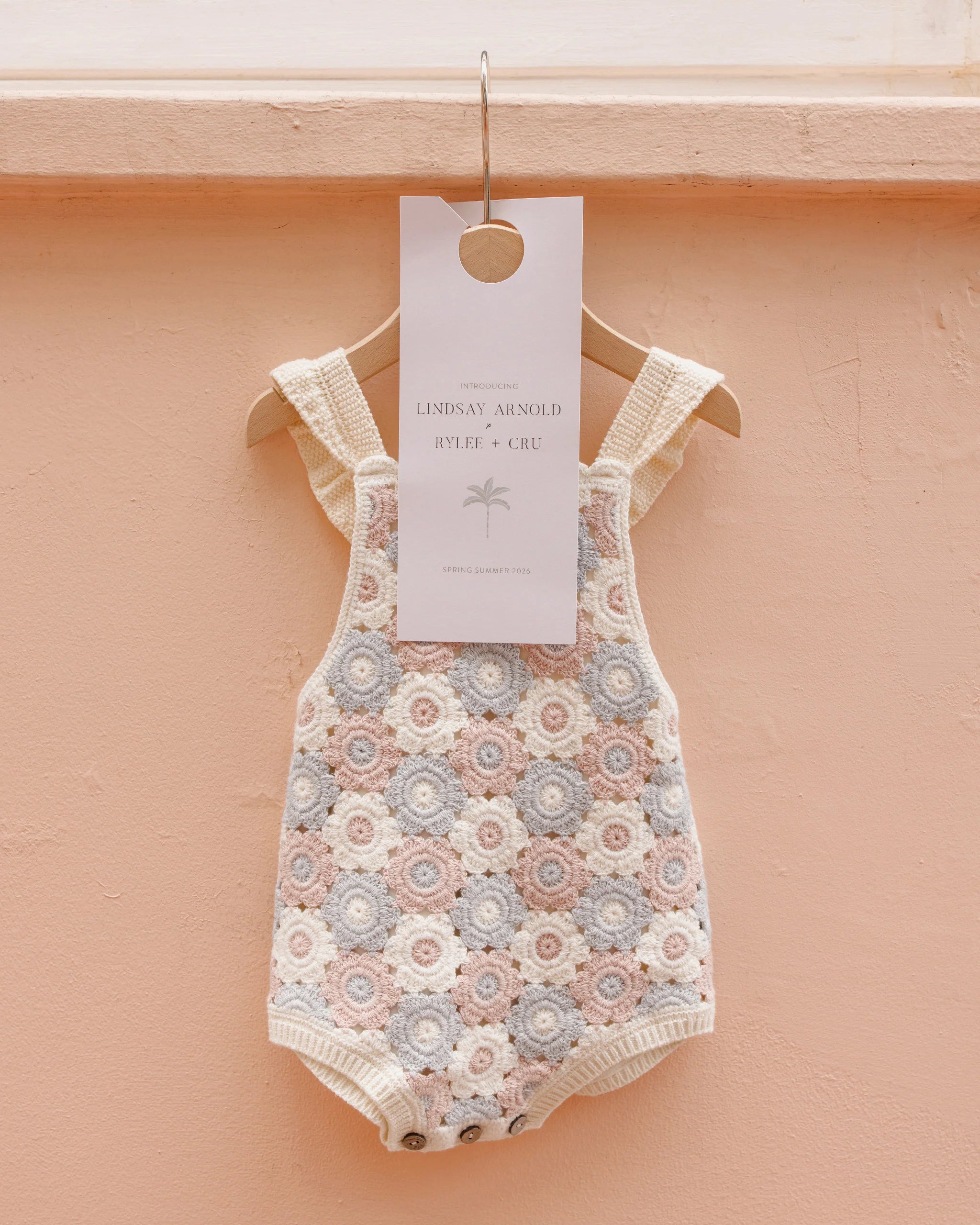 Lindsay Arnold x Rylee + Cru Crochet Romper || Blue, Pink, Ivory