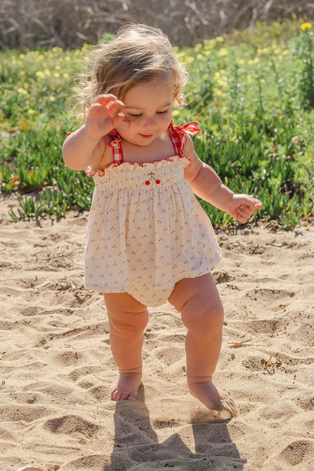 Wild Wawa Embroidered Smock Set || Red Dot/Cherry