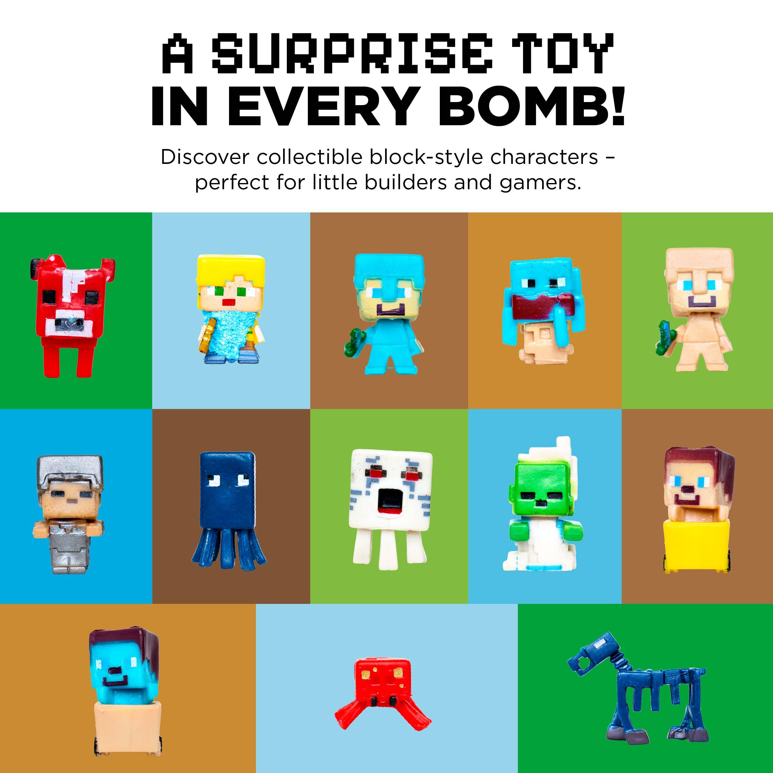 Block Builder TNT Bath Bomb for Kids with Surprise Toys Inside (1 Pack)