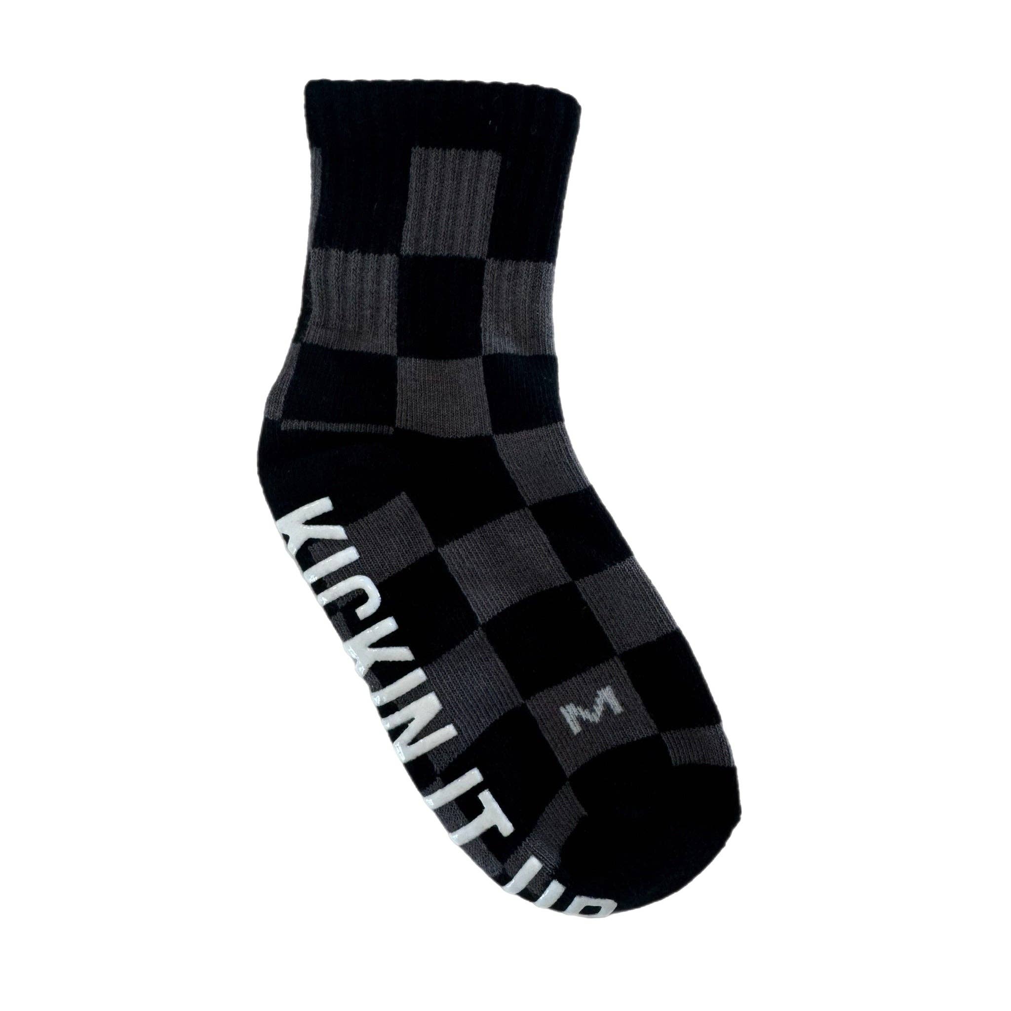 Kickin It Up Socks || Black Checkered