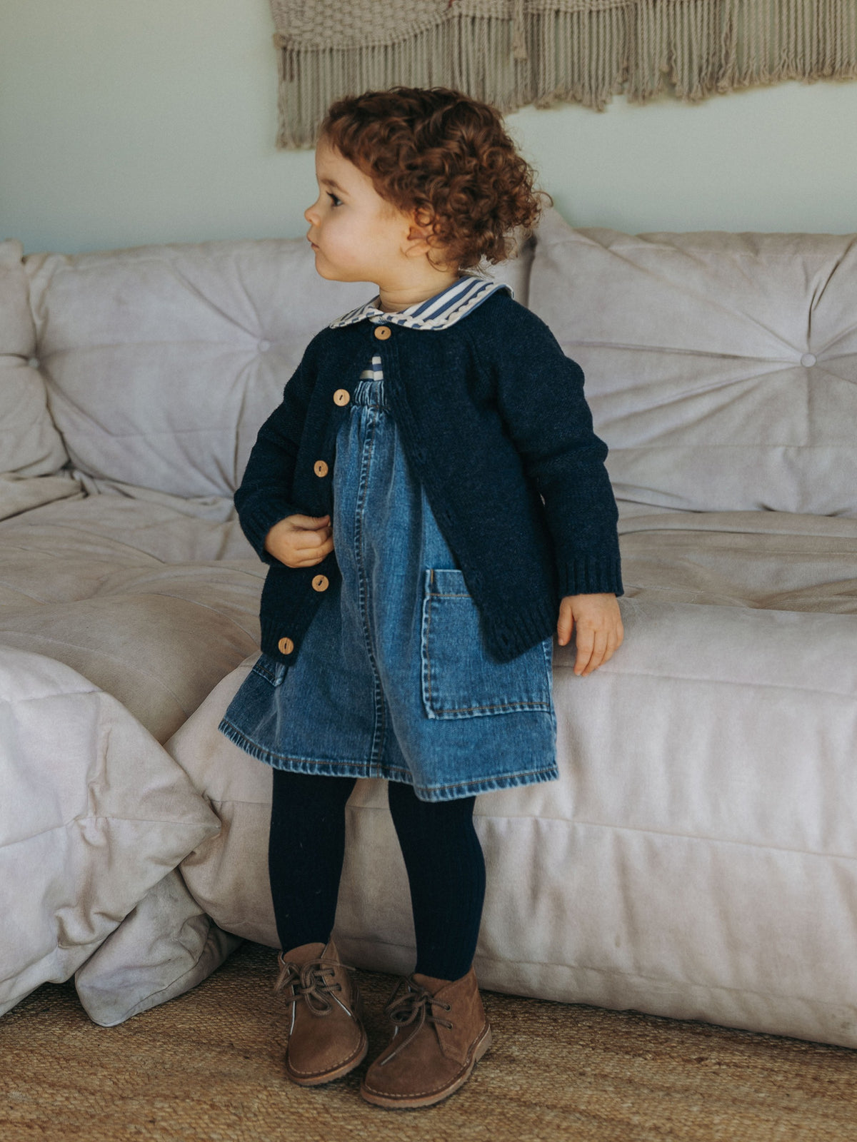 Snug Pinafore in Organic Cotton Denim || Gray